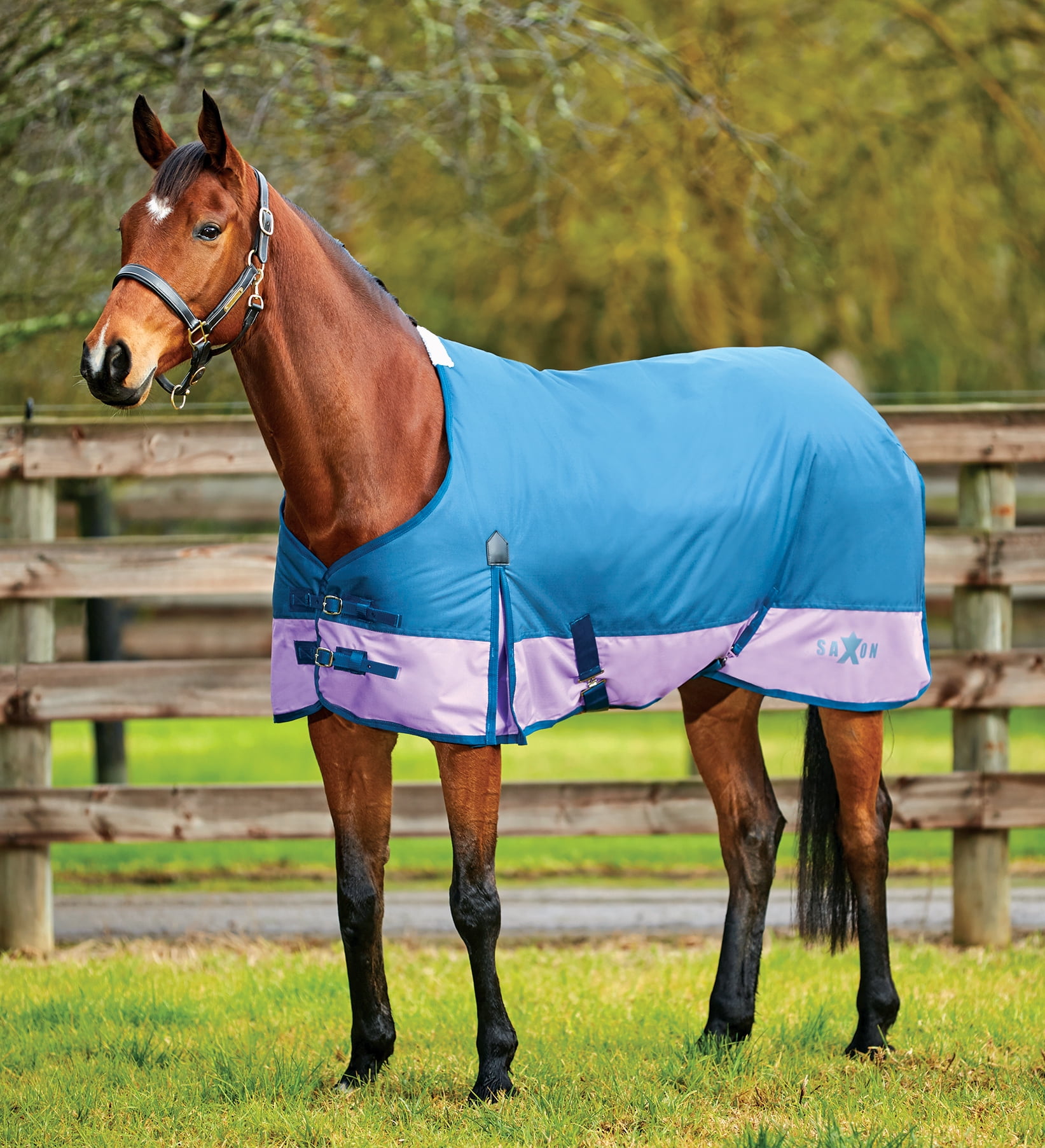 600D Standard Neck LIte Turnout Sheet Dark Blue//Pebble//Orange 78 Weatherbeeta USA Inc. Saxon