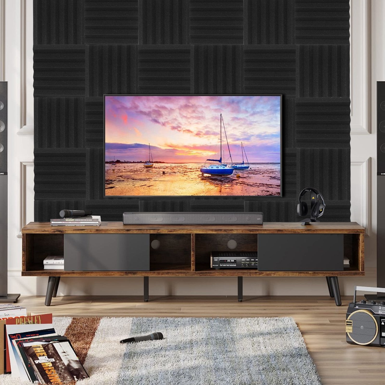 DQQKMM  24 Pack Sound Deadening Panels,12"X12"X2" Acoustic Sound Panels, Noise Canceling Foam Wedge Panels