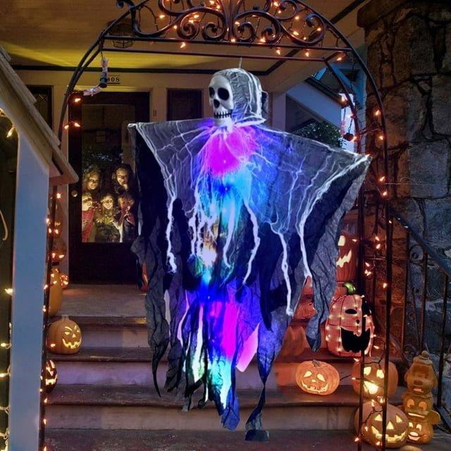 AKEGAMN Clearance! Halloween Hanging Skeleton & Decor Light Up With Glowing For Outdoor Yard Porch Scene Decoration Set Halloween Hanging Skeleton & Decor Light Up With Glowing For Outdoor Yard Porc
