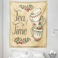thumbnail image 1 of Tea Tapestry, Ornamental Coffee Tea Cups with Flowers Berries Swirl Leaf Ceramics, Fabric Wall Hanging Decor for Bedroom Living Room Dorm, 5 Sizes, Vermilion Champagne, by Ambesonne, 1 of 1