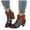 Purple, variant on Juosiy Women Ankle Boots Slip On Color Blocked Comfortable Low Heel Dressy Booties with Side Zipper