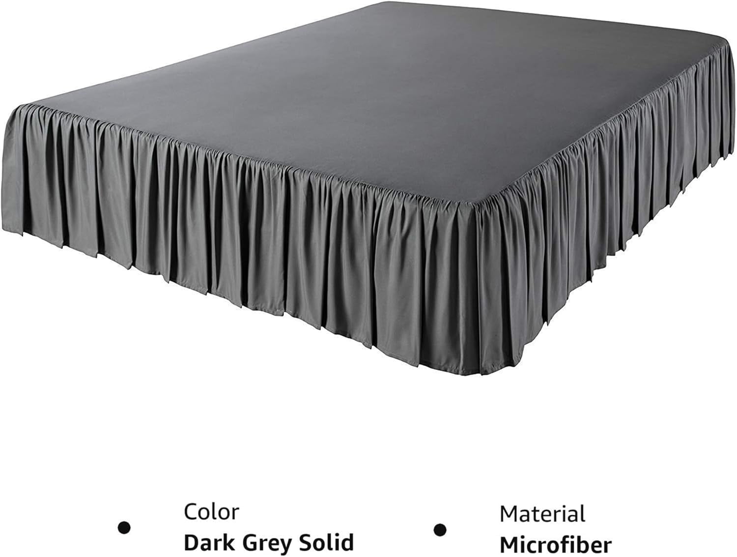 Ruffled Bed Skirt, Lightweight Dust Ruffle Bed Skirts with Platform, Multiple Sizes Soft Bed Skirt for Bedroom,Hotel (Dark Grey, King（76x80 in） 14")