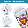 thumbnail image 3 of Yayeee 40oz Stainless Steel Tumbler with Straw and Handle Double-Wall Insulated Travel Water Bottle, White Doodle Pattern, 3 of 8