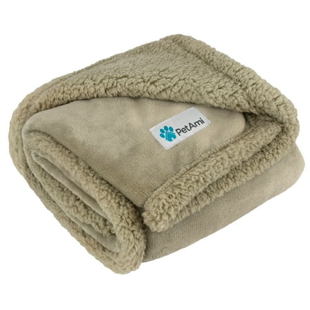 UPC: 0819594024619 | PetAmi Dog Blanket for Bed  XL Pet Blanket Large Dogs  Fleece Furniture Couch Cover Protector Sofa Car Crate Kennel  Soft Sherpa Cat Throw Plush Reversible Washable  Twin 60×80 Solid Taupe