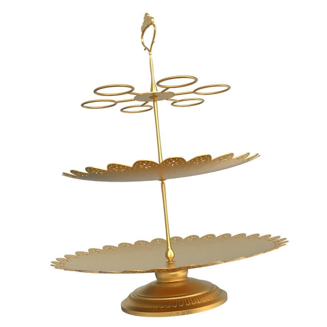 Soporte para cupcakes de 3 niveles, soporte para servir pasteles, plato para dulces y postres, elegante plato para pasteles Dorado