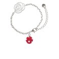 thumbnail image 2 of Delight Jewelry Silvertone 3-D Frosted Red Resin Ornament with Crystals Silver-tone Flower Link Chain Bracelet, 6.75"+2" Extender, 2 of 4