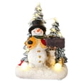 thumbnail image 3 of Adorno musical en miniatura iluminado navideño, estatuilla de resina, exhibidores navideños para decoración de bodas, hogar o jardín, delicado Muñeco de nieve, 3 of 8