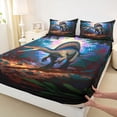 thumbnail image 4 of Feelyou Vibrant Neon Spinosaurus Rainforest Full Size Sheets for Boys Men Kids, Retro Jungle Dinosaur Bed Sheets, Blue, 4pcs, 4 of 5