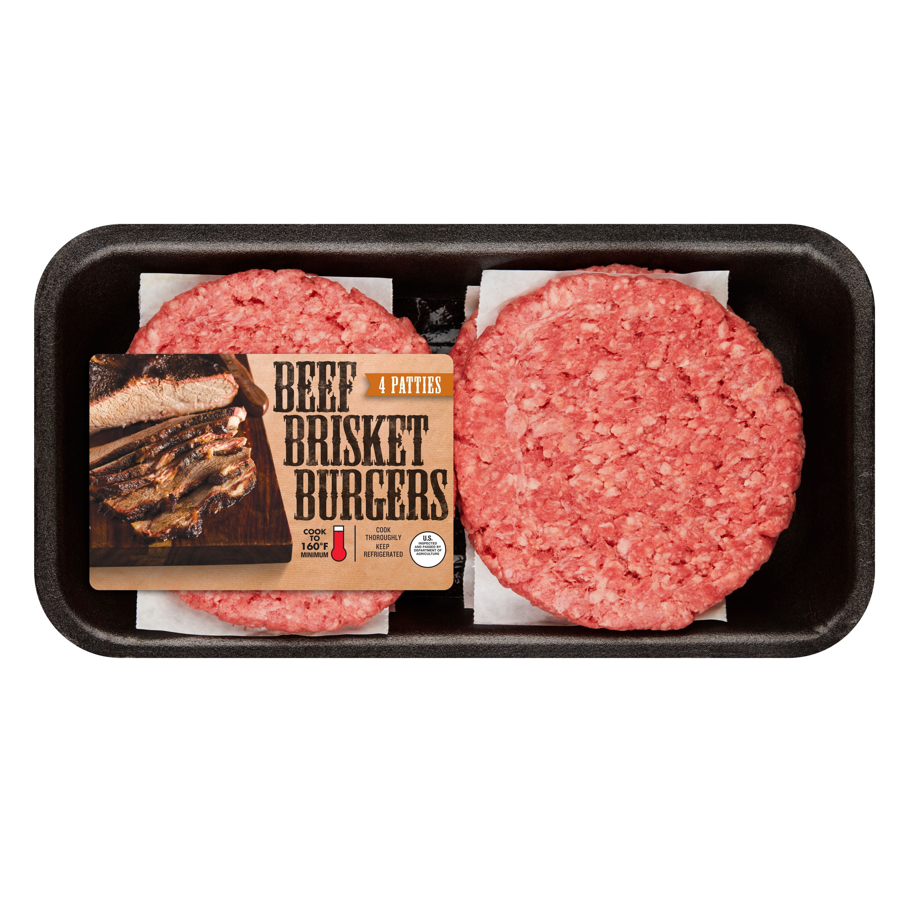 Ground Beef Brisket Burgers, 4 Count, 1.33 lb