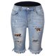thumbnail image 2 of Pantalones cortos de verano de talle medio para mujer, pantalones cortos desgastados con cremallera y botones elásticos informales a la moda con bolsillos, 2 of 5