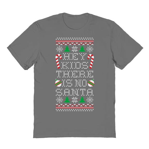 Christmas Holiday Hey Kids Sweater Print Graphic Charcoal Men's Cotton T-Shirt
