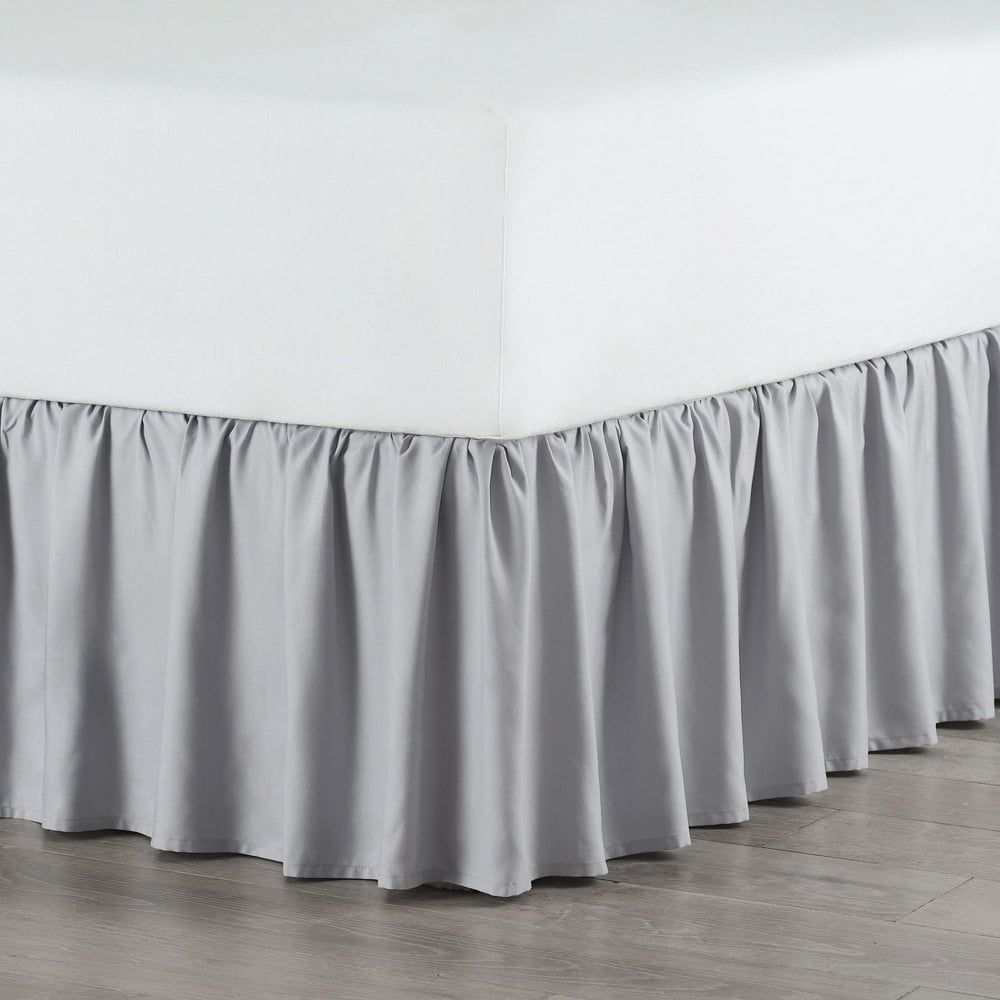 Martex Ruffle Bed Skirt, Twin, Light Gray