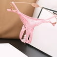 thumbnail image 2 of Women Embroidered Hollow Sexy Low Waist Underpants Open Cut Pearl Massage Thong Panties Comfortable Breathable Lingerie, 2 of 2