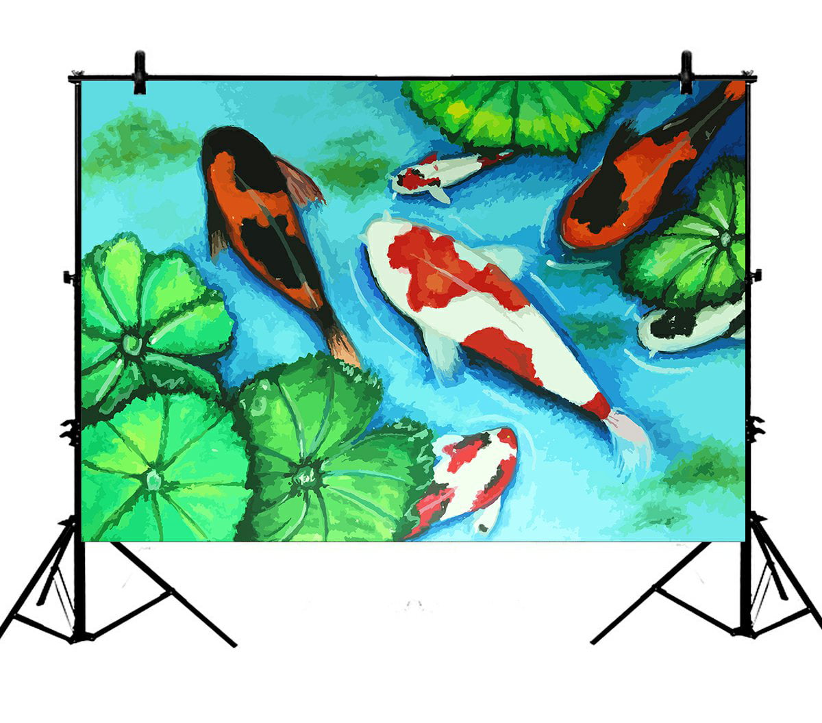 Cute Regular Different Sized Japanese Koi Fish Patterns Ocean Marine Underwater Theme Background for Baby Shower Bridal Wedding Studio Photography Pictures Teal Koi Fish 6x8 FT Photography Backdrop