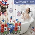thumbnail image 6 of Independence Day Shower Curtain, 72" x 72", Cartoon Pug Dog Cute Puppy Red Blue Flower Waterproof Bathroom Curtain Washable Shower Curtain Set with 12 Hooks, 6 of 9