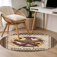 thumbnail image 5 of Round Area Rug 3ft,Vintage Farmhouse Country Star Washable Carpet Non-Slip Runner Accent Rugs Indoor Floor Mat for Bedroom Living Room Decor,Retro Brown Stars Sunflower, 5 of 9