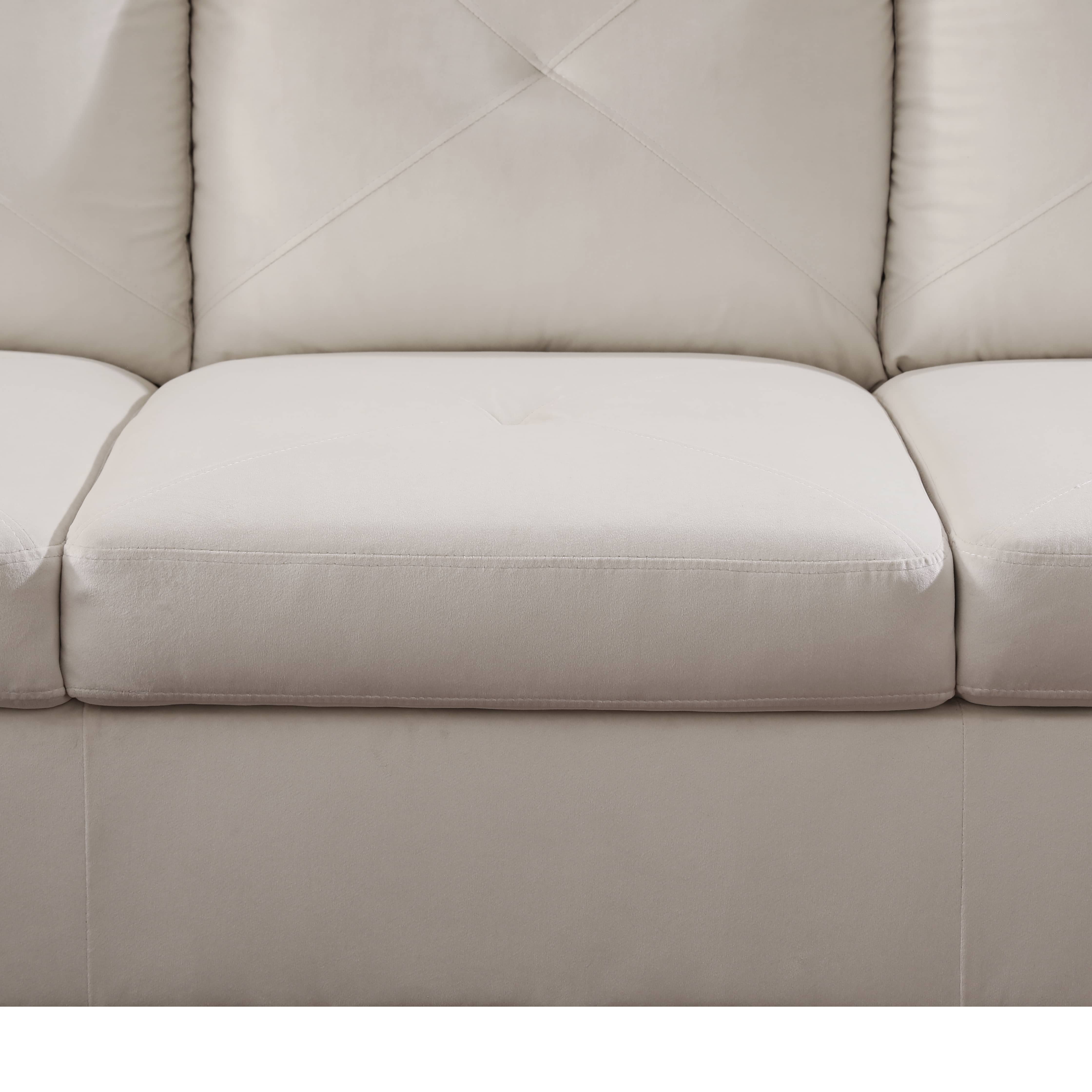 MAYEERTY 66.5" White Microfiber 3-Piece Living Room Sofa Set