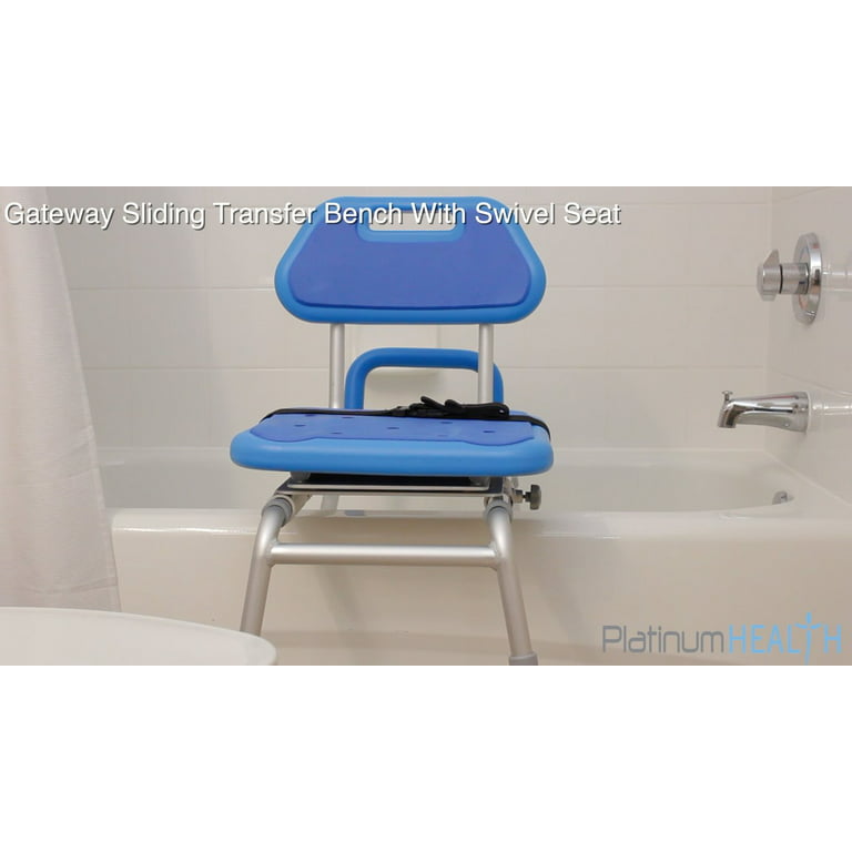 Platinum Health Gateway Premium Sliding Bath Shower Chair Transfer Bench  Padded with Swivel Seat