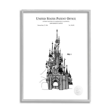 Stupell Industries Intricate Amusement Castle Diagram Graphic Art Gray Framed Art Print Wall Art, Design by Karl Hronek