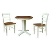 International Concepts 30" Solid Wood Round Top Dining Table with 2 Chairs