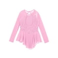 thumbnail image 4 of TSSOE Girls Long Sleeve Ballet Ice Skating Dress Costume Sequins Ballroom Competition Dancewear Pink 12, 4 of 5
