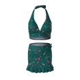 thumbnail image 5 of Gibobby Trajes de Natación para Mujer Traje de baño de piezas dividido de cintura alta con estampado de cuello en V sexy para mujer(Verde,G), 5 of 5