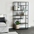 thumbnail image 2 of Household Essentials Tall Ashwood Bookshelf, Open Bookcase with Faux Distressed Gray Toned Wood Shelves, 6 Shelves, Lightweight Industrial Style, Slightly Gray Woodgrain, 2 of 7