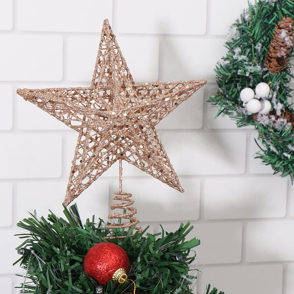 WRITWAA Christmas Tree Star Topper Rose Gold Iron Decoration for Christmas 1Pack