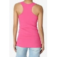 thumbnail image 2 of TheMogan Women's Basic Scoop Neck Racerback Stretch Cotton Tank Top Sleeveless Sporty Tee Fuchsia M, 2 of 7