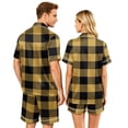thumbnail image 5 of Men's Pajama Sets Button Up Pajamas for Women Matching Pj Set Women Plaid Button Down Soft Cooling Sleepwear with Pockets Women Men Short Sleeve Matching Pajamas Set for Couples Lounge 2Pcs, Black, L, 5 of 5