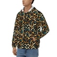 thumbnail image 3 of Wukai Teal Leopard Print Men's Zip-Up Hoodie,Fleece Full-Zip Hoodie for Men, Hooded Sweatshirt-Small, 3 of 5