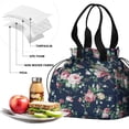 thumbnail image 4 of Pioneer Flower Floral Print Pattern Drawstring Lunch Bag Women - Drawstring Lunch Bag Insulated for Work Office - Stain-Resistant Large Lunchbags for Women with Multi-Pockets, 4 of 6