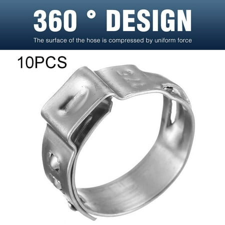 

10pcs PEX Stainless Steel Clamp Ring Crimp Fittings Single Ear Clamp Hose Clamps
