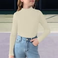 thumbnail image 6 of YunPes Girl's Cute Ruffle Mock Neck Sweaters Casual Plain Long Sleeved Ribbed Knit Sweater Fall Winter Base Layer Pullover Tops, 6 of 6