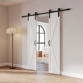 thumbnail image 2 of 36in x 84in Double Barn Door Interior Sliding Doors with Hardware Kit, MDF Panel Waterproof PVC Surface Easy Assembly, K-Frame, White, 2 of 5