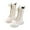 0-White, variant on Girls Lace Up Riding Boots Mid Calf Combat Boots PU Leather Side Zipper Punk Goth Boot 4-11 Years