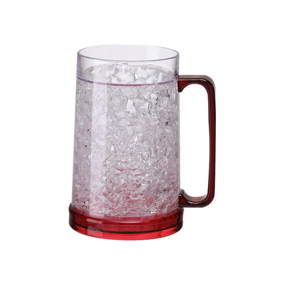 Glass Water Bottle Double Wall Insulated Beer Mug Freezable Gel Cup For Iced Drinks Pool Parties BBQs Plastic With Stay Cold Technology Comfort Grip Handle Drinking Bottle
