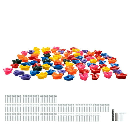 SKYSHALO 72-Piece Rock Climbing Holds, Diverse Sizes & Colors, Suitable for Children & Adults, Includes Installation Gear, Perfect for Indoor & Outdoor Play Areas