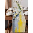 thumbnail image 4 of Yellow Blue Table Runner Cotton Linen 120 Inch Holiday Dresser Scarves, Modern Abstract Oil Painting Art Tablerunner for Kitchen Coffee Dining Bedroom Home Living Room Dinner Scarf Décor 13''x120'', 4 of 9