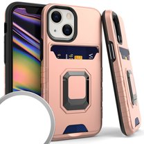 Kaleidio Case For iPhone 13 Pro (6.1") [Robust Hybrid] Protective Card Slot [Magnetic Ring Stand] Impact Cover [Rose Gold/Black]