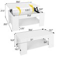 ZENY Lifttop Coffee Table w/ Hidden Compartment Storage, White