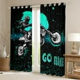 thumbnail image 2 of Dirt Bike Curtains & Drapes Motorcycle Racer 30%-50% Blackout Curtains 76x45,Black And Teal Curtains Speed Sports Car Black Out Curtains Neon Green Polka Dots Window Curtains Bedroom Decor, 2 of 6