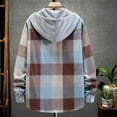 thumbnail image 6 of ZCFZJW Men's Flannel Plaid Hooded Shirts Casual Long Sleeve Button Down Regular Fit Hooded Shirt Lightweight Thin Jackets Sky Blue#05 XXL, 6 of 7