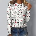 thumbnail image 2 of HKEJIAOI T-Shirts à Manches Longues en Polyester pour Femmes Imprimé Graphique Blouses Habillées Tops Décontractés Manches Longues Col Rond, 2 of 5