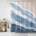 thumbnail image 2 of Shower Curtain Navy Blue Waves Bathroom Curtains with Hooks, Waterproof Fabric Gradient Summer Sandy Beach Bath Shower Curtains Set for Bathroom Bathtubs Decor 36x72 Inch, 2 of 9