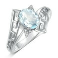 thumbnail image 3 of RYLOS Rings for Women 14K White Gold Greek Key Designer Ring 9X7MM Gemstone & Diamond Ring March Aquamarine Jewelry  Size 9, 3 of 7