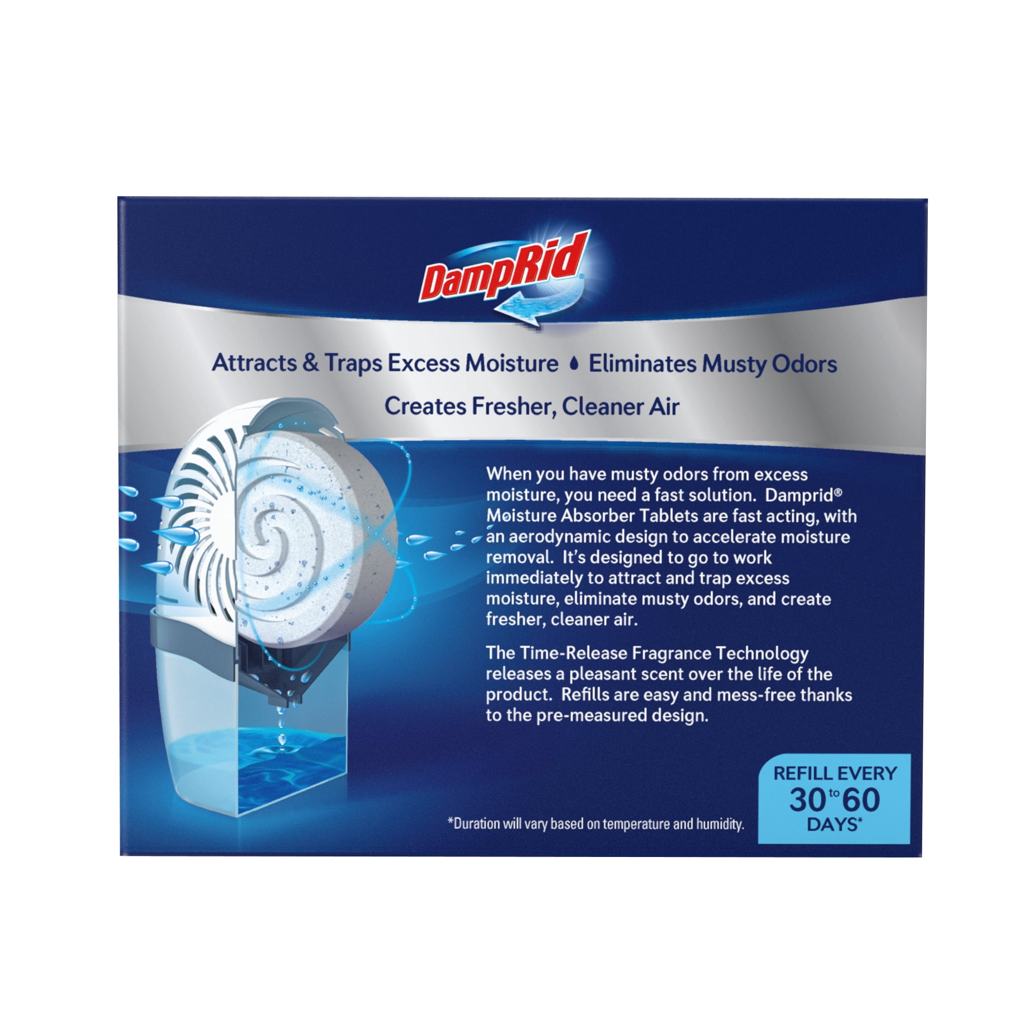 DampRid Moisture Absorber Drop-In Tablet Refill Pack, Fresh Scent, 15.8 oz., 2 Ct.