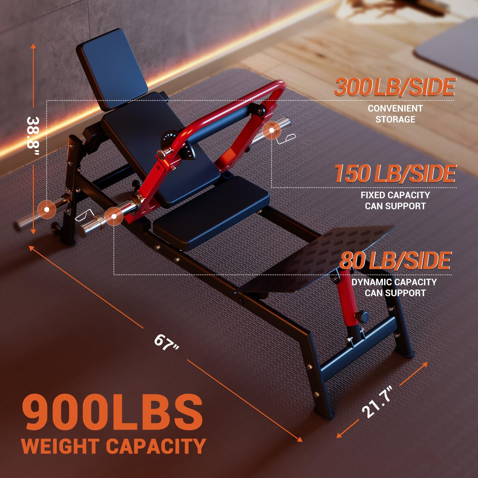 Hip Thrust Machine, 900 LBS Plate-Loaded Glute Bridge Machine with Weight Holder, Heavy Duty Butt Exercise Equipment for Glute Muscles Building and Butt Shaping, Adjustable Footboard