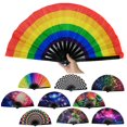 thumbnail image 3 of Folding Fan Sturdy Fan Bone Exquisite Pattern Bright Color Glow in The Dark Festival Performance Party Supply, 3 of 9