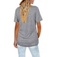 thumbnail image 7 of Womens Clothes Women's Fashion Casual Women's V-Neck Short Sleeve Solid Color Cross Top, 7 of 7